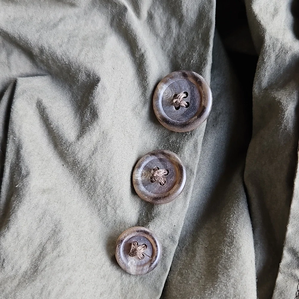 VINTAGE POLO RALPH LAUREN TRENCH COAT OLIVE GREEN JACKET XL LONG BUTTONS BELT - Picture 13 of 14